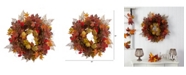 Nearly Natural 30" Autumn Maple Leaves, Acorn, Pinecones and Cinnamon Sticks Artificial Fall Wreath